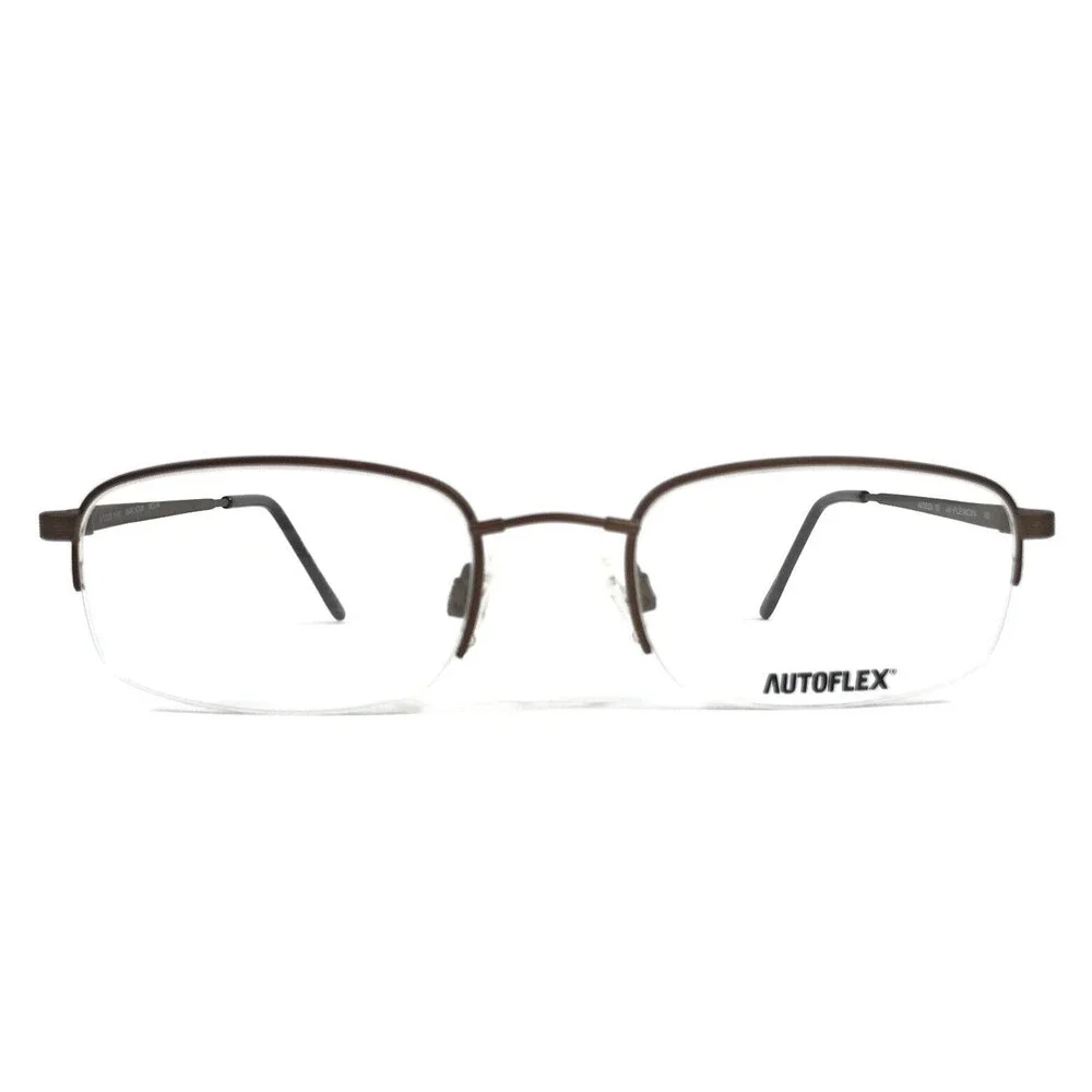 Autoflex with Flexon Eyeglasses Frames 63 MOCHA Brown Square Half Rim 51-20-140